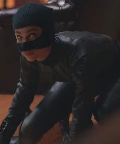 Selina Kyle The Batman (2022) Zoë Kravitz Black Leather Jacket