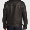Shearling Collar Black Mens Leather Jacket