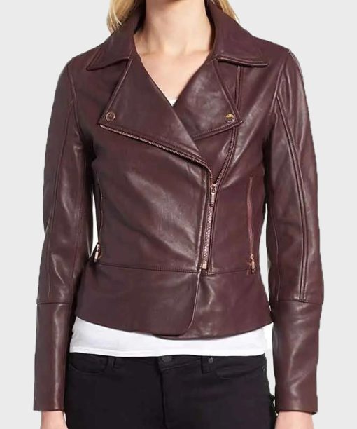 Stacey Farber Superman and Lois Brown Leather Jacket