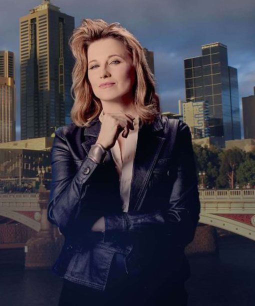 My Life Is Murder Lucy Lawless Black Leather Jacket