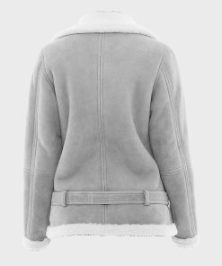 Women's White Shearling Grey Suede Jacket
