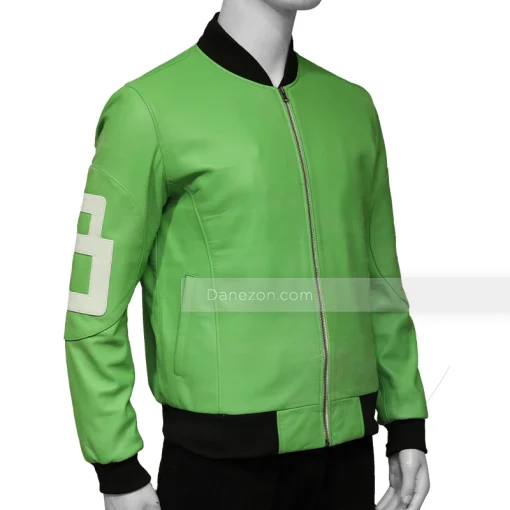8 ball green leather bomber jacket - danezon