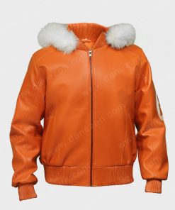 8 Ball Fur Orange Leather Jacket