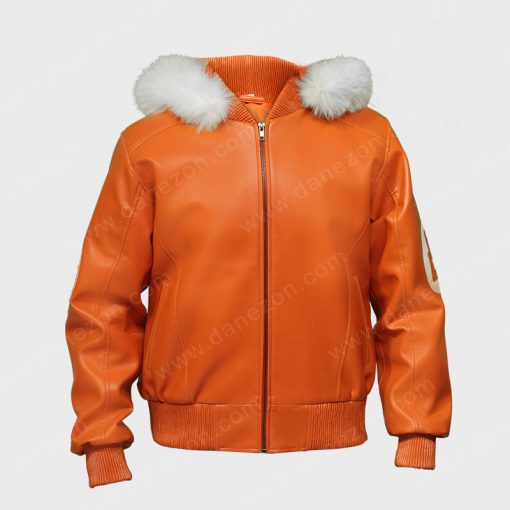 8 Ball Fur Orange Leather Jacket