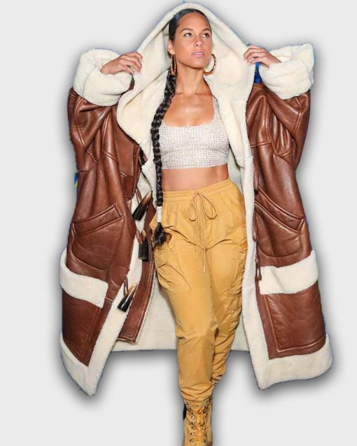 Music Awards Alicia Keys Shearling Coat