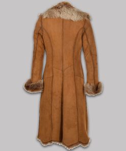 Novah Brown Suede Leather Fur Coat