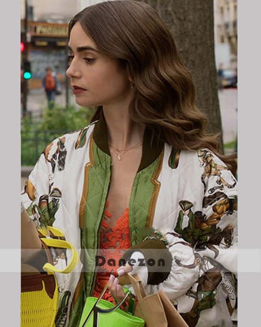 Lily Collins Horse Printed Jacket