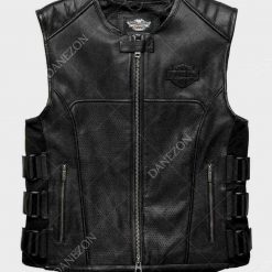 Harley Davidson Leather Mens Black Vest