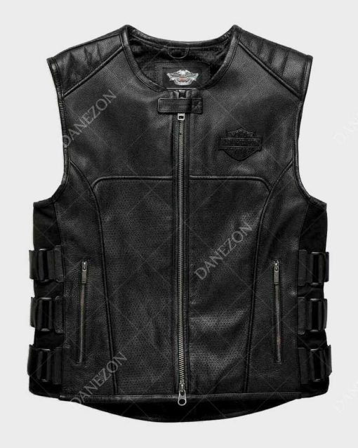 Harley Davidson Leather Mens Black Vest