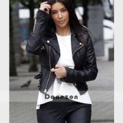 Kim Kardashian Black Biker Jacket