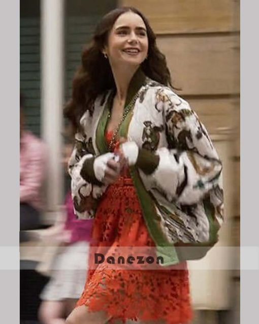 Emily in Paris Lilly Collins Horse Print Jacket