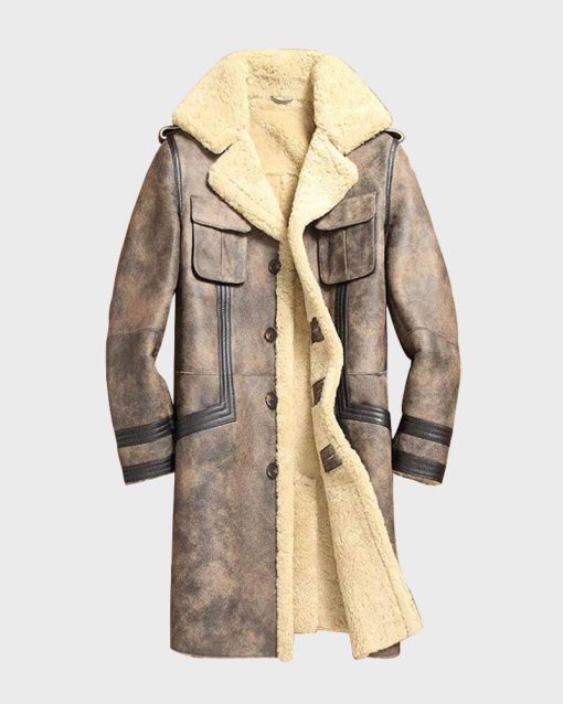 Mens Brown Distressed Sheepskin Coat