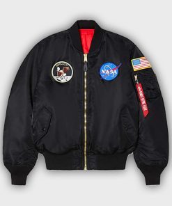 US Space NASA Black Bomber Jacket