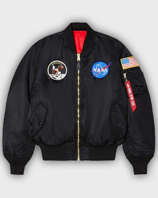 US Space NASA Black Bomber Jacket