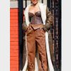 Rihanna Shearling Long Leather Coat