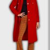 Side Hustle Jayden Bartels Red Leopard Collar Coat