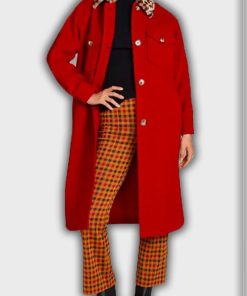 Side Hustle Jayden Bartels Red Leopard Collar Coat