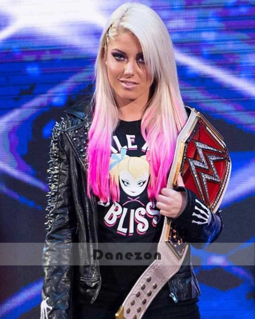 WWE Alexa Bliss Black Leather Studded Jacket