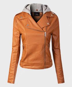 Womens Olivia Orange Leather Jacket