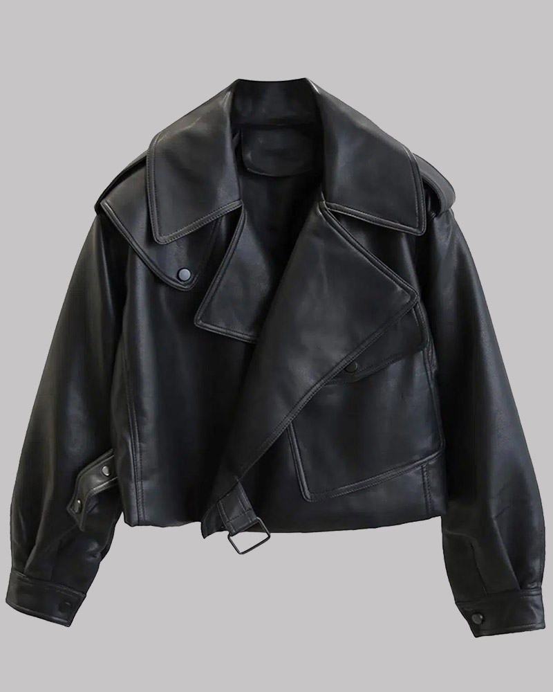 Womens Oversized Black Leather Jacket