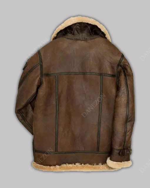 Mens Brown B3 Shearling Aviator Leather Jacket