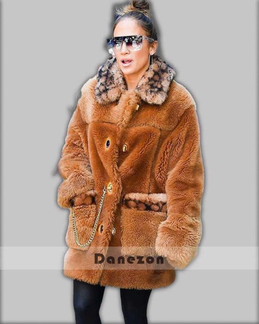 Jennifer Lopez Brown Fur Coat