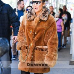 Jennifer Lopez Brown Faux Fur Coat