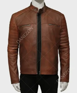 Men Leather Biker Brown Jacket