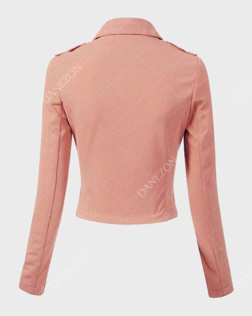 Womens Leather Pink Biker Jacket