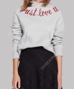 Just Love You Embroidered Pullover Hoodie