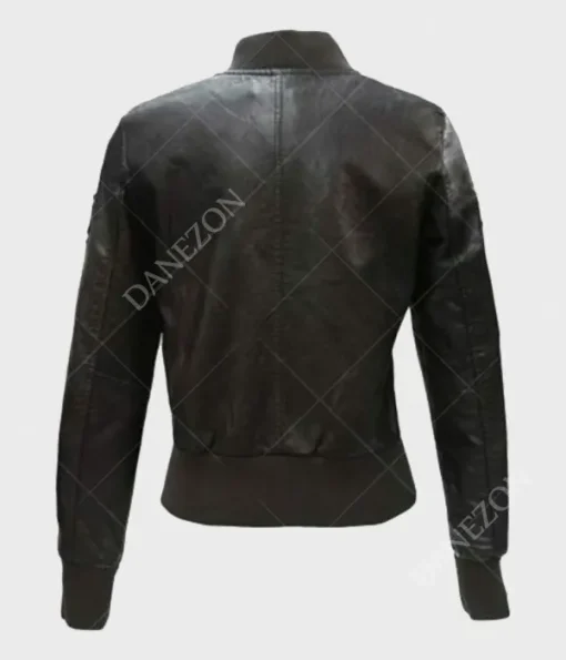 Womens Top Gun Vegan Black Leather Jacket