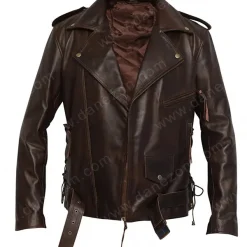 Mens Biker Dark Brown Leather Jacket | Mens Cafe Racer Leather Jacket