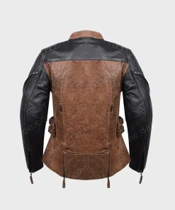 Mens Black And Brown Leather Distressed Jacket