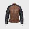 Mens Distressed Brown And Black Leather Jacket