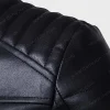 Men's Biker Slim-Fit Padded Black Leather Jacket