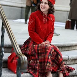 The Marvelous Mrs. Maisel S04 Rachel Brosnahan Red Suede Jacket