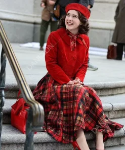 The Marvelous Mrs. Maisel S04 Rachel Brosnahan Red Suede Jacket