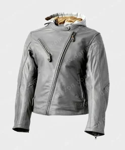 Womens Cafe Racer Grey Leather Jacket