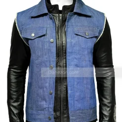 Stranger Things Joseph Quinn Denim Jacket with Leather Sleeves