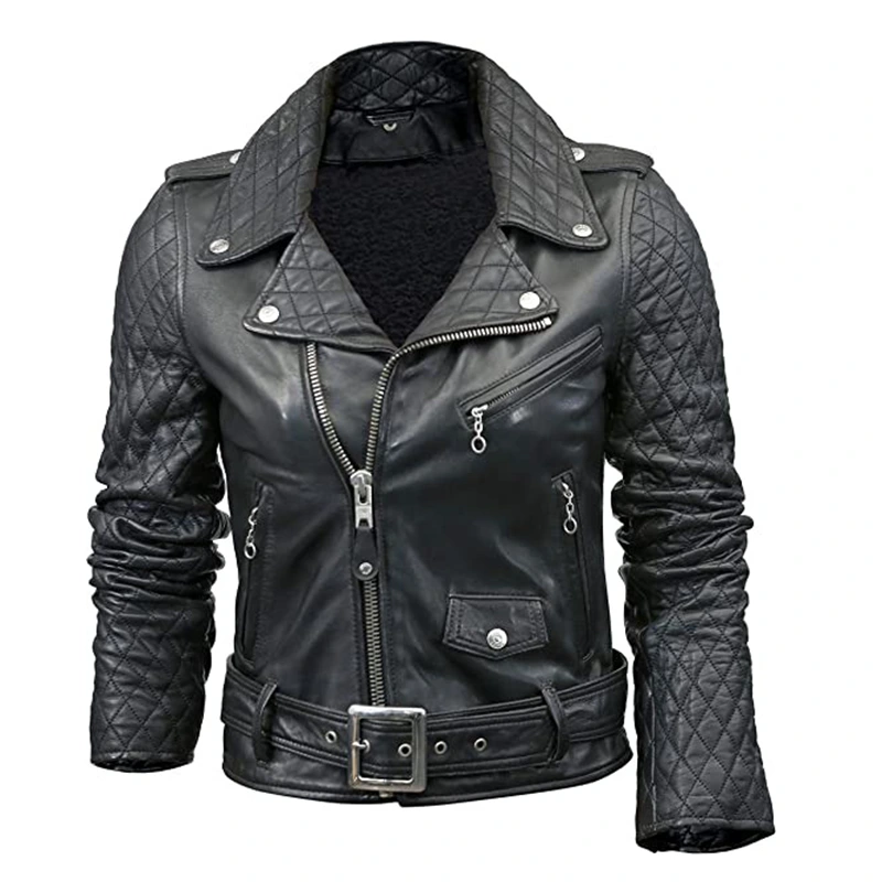 Women’s Biker Black Quilted Leather Jacket - Danezon