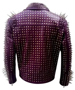 Studded Purple Leather Jacket