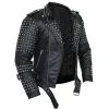 Black Biker Studded Leather Jacket