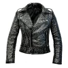 Silver Studded Black Leather Jacket