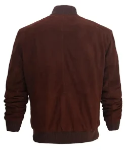 Dark Brown Bomber Suede Leather Jacket