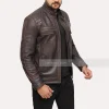 Distressed Leather Jacket Mens Brown