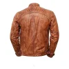 Distressed Brown Quilted Leather Jacket