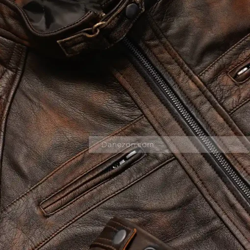 Mens Biker Distressed Leather Jacket