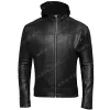 Black Hooded Leather Jacket Elvis