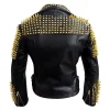 Golden Studded Black Leather Jacket