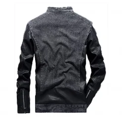 Denim Grey Jacker with Leather Sleeves